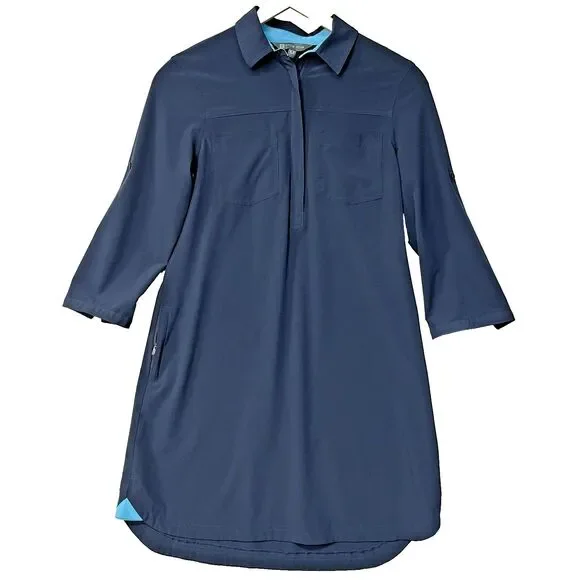 Title Nine Wren Utility Dress Women's M Blue Button Up Long Sleeve Shirt - Picture 1 of 8